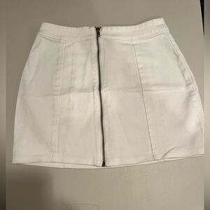 Forever 21 Ivory Zip-Front Skirt
